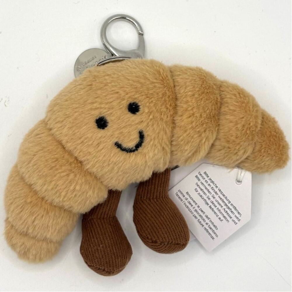 Cute Croissant Inspired Plush Bag Charm, Keychain, Pendant, New Toy